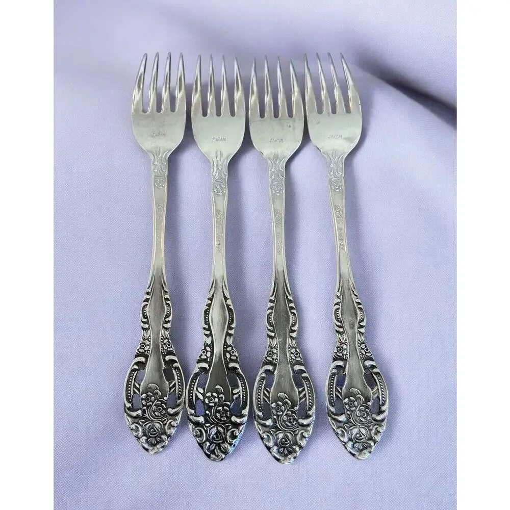 Vintage 1970s 4 Towle Stainless TWS211 Pierced Dinner Forks SCC Japan Supreme A